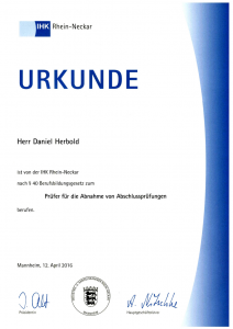 IHK Rhein-Neckar: Berufung zum Prüfer