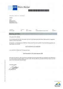 IHK Rhein-Neckar: Berufung zum Prüfer für Fachinformatiker Systemintegration