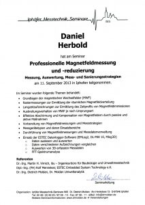 Teilnahme Schulung: Professionelle Magnetfeldmessung und -reduzierung